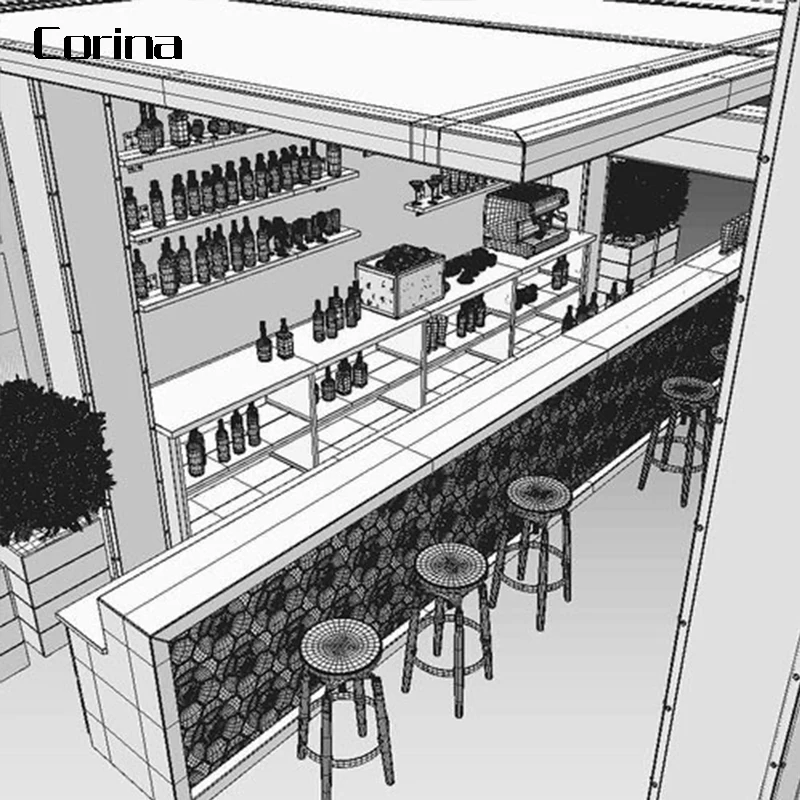 Display Cabinets Bar Counter Ready Made Fancy LED White Marble Top Modern Restaurant Bar Counter