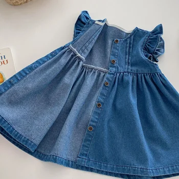 korean denim dress Stylenanda] High Waist A-Line Denim Dress