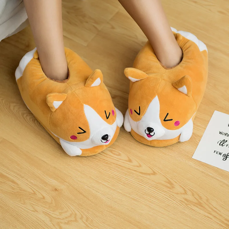 Corgi Cotton Shoes Cute Shiba Inu Flat Non-slip Warm Cotton Slippers  Wholesale - Buy Home Shoes,Home Slippers,Winter Slippers Product on  