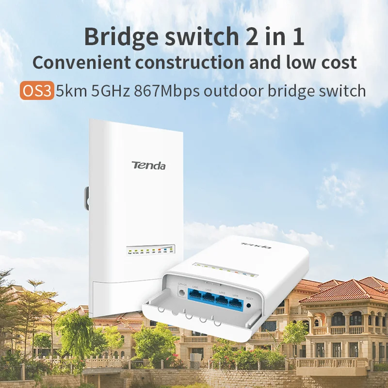 Tenda OS3 5.8GHz AC867 Long Range Outdoor CPE, 12dBi, 5km+Point to Point Wireless Bridge