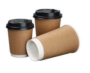 regular white disposable double wall tea coffee cup with coating and sleeves takeout takeaway for drinking  container