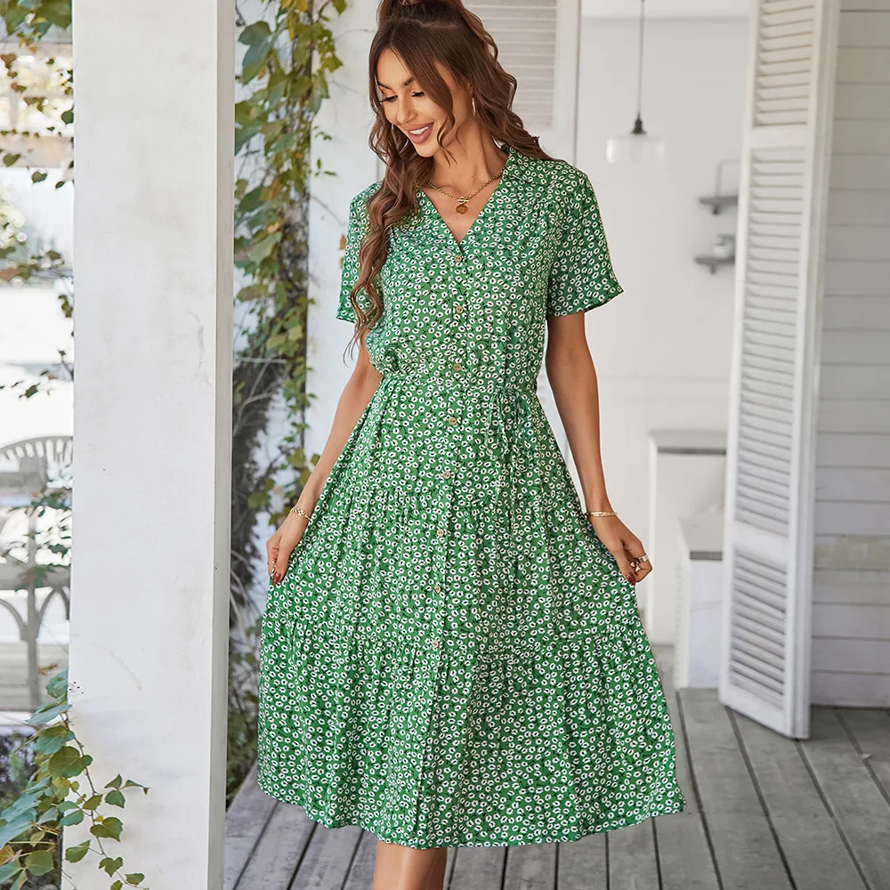 2022 New Arrival Floral Print Short Sleeve V Neck Casual Summer Dresses For  Women Wholesale China - Buy Casual Dresses 2022,Summer Dresses For Women, Dress For Women Product on Alibaba.com