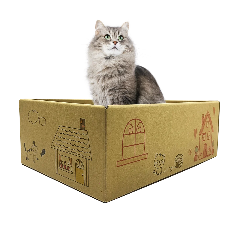 Petcheer High Quality Cat Scratcher Cardboard Box With 5 Pack