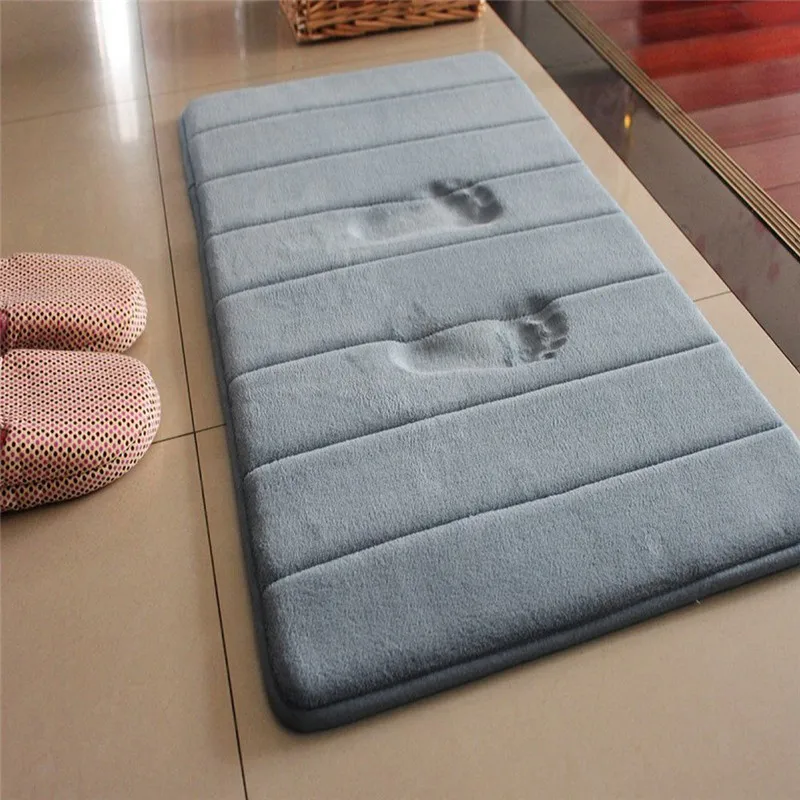 U-Shaped Toilet Mat Memory Foam Bath Non-Slip Mats Floor Coral Fleece Carpet Rug 