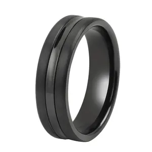 Tizti Jewelry Men Fashion Wedding Band Brushed Black Zirconium Rings