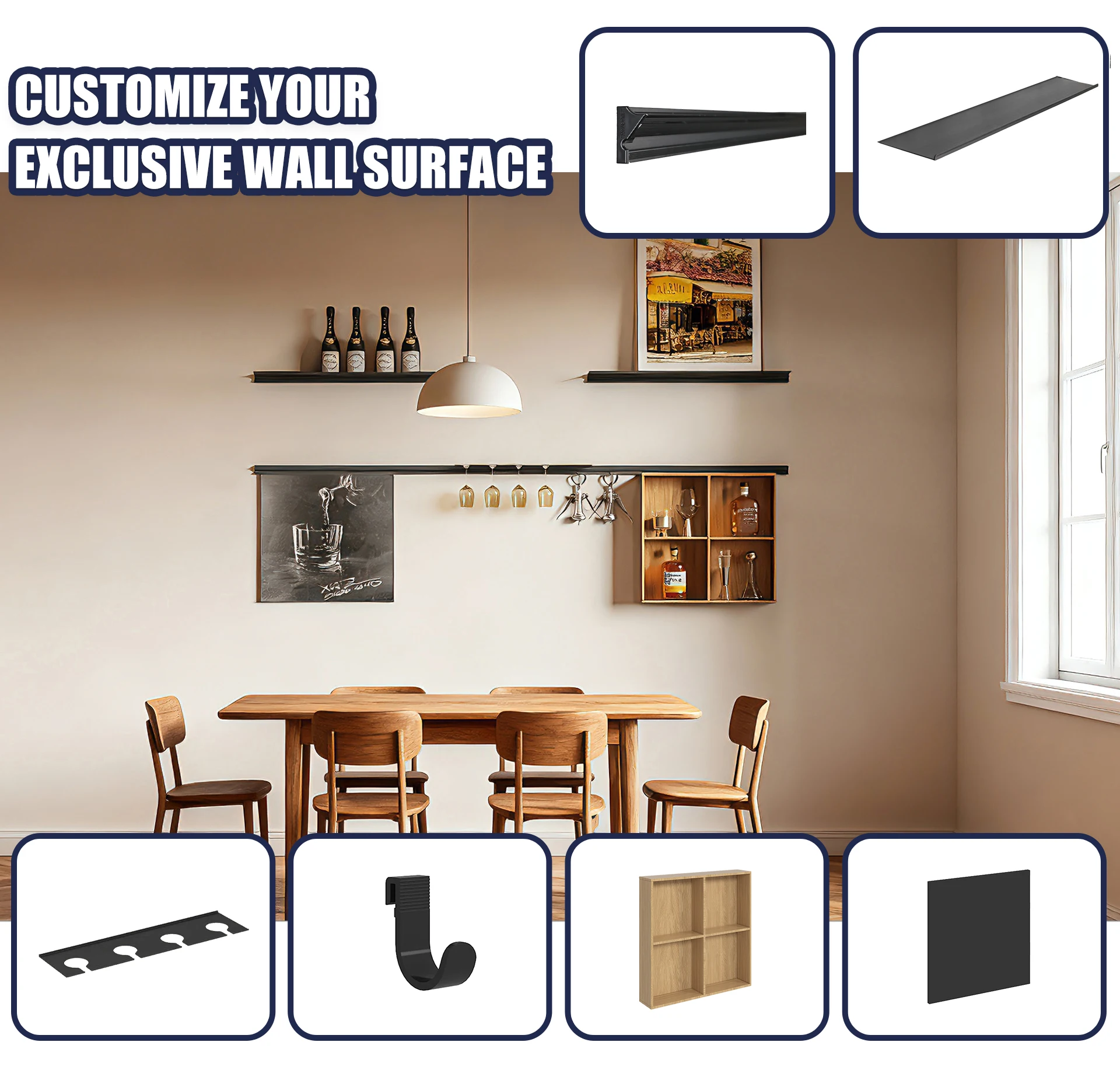 New Arrival Premium Quality Decorative Display Rack Aluminum Alloy Wall Shelf Storage Organizer Rack for Bedroom supplier