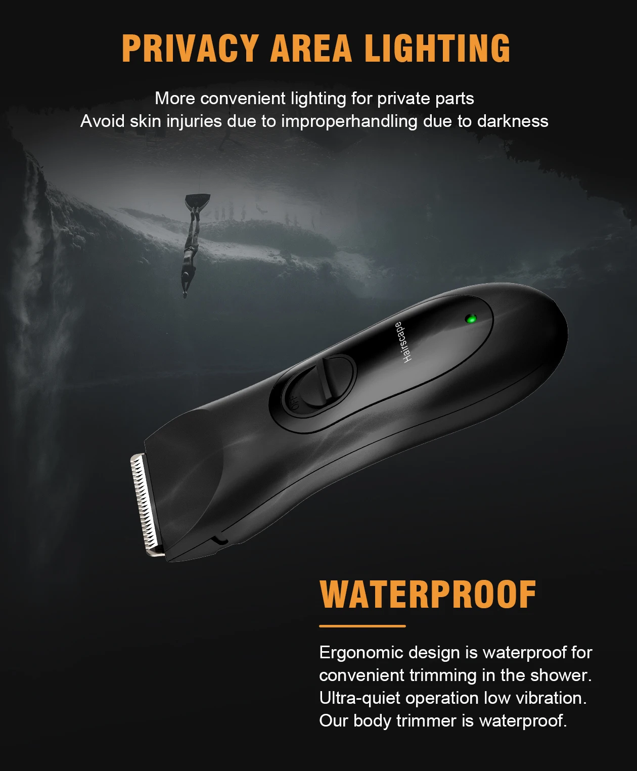 Waterproof Electric Men's Shaving Machine Ultra-quiet Operation Low  Vibration Body Groin Trimmer for Men Black Body Trimmer