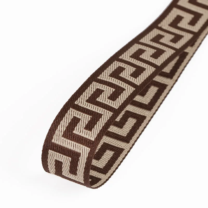 Stock 1.5/2CM Polyester Maze Great Wall Pattern Computer Jacquard Webbing Embroidery Woven Geometric Pattern Webbing Bag Strap