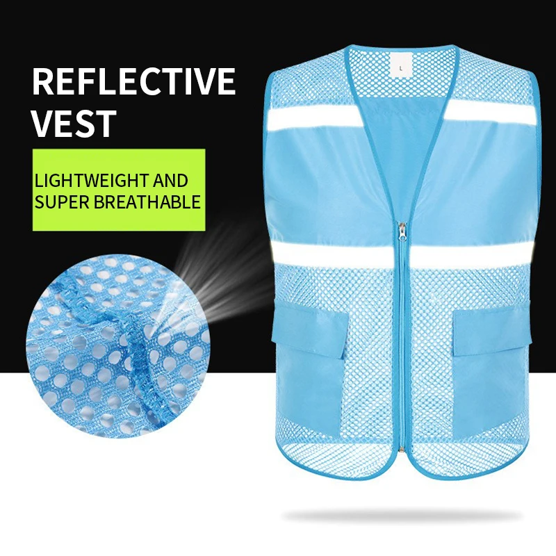 Customizable Logo High Visibility Reflector Construction Work Pockets Reflective Safety Vest