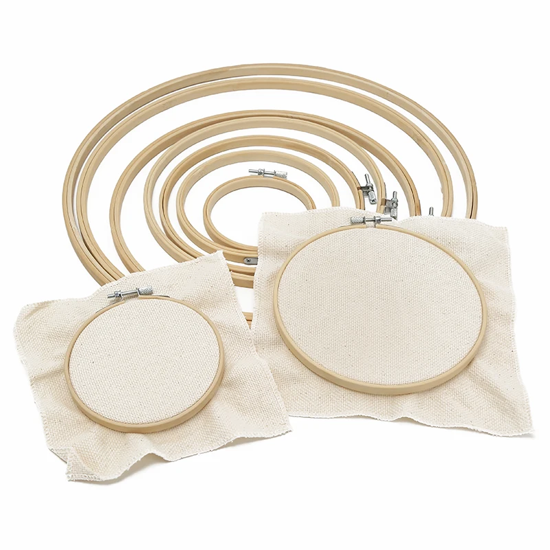 Lot De 8 Cerceaux Bambou 20 Cm – Cadre Broderie Réglable – Anneaux Point De Croix & Couture – Bois Naturel Léger & Solide