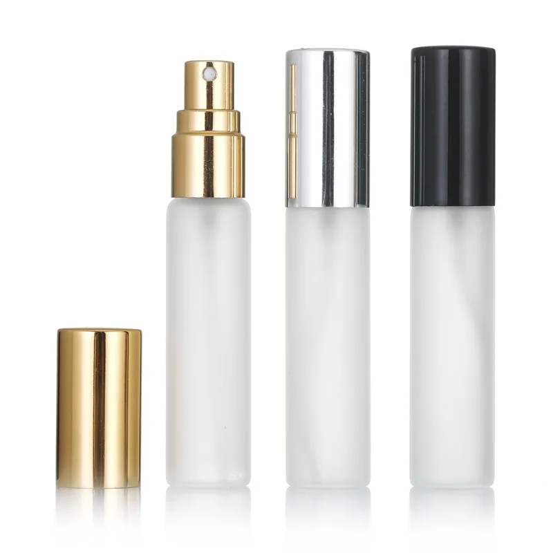 5ml 10ml Clear Frosted Mini Fragrance Vials Attar Perfume Oil Glass Spray Pump Bottles With Paper Box Packaging