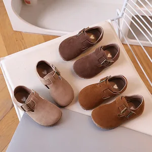 2026 Spring Style Children's Retro for Birkenstock Casual Leather Shoes Single Suede Leather Girls' Shoes Breathable Boys Girls
