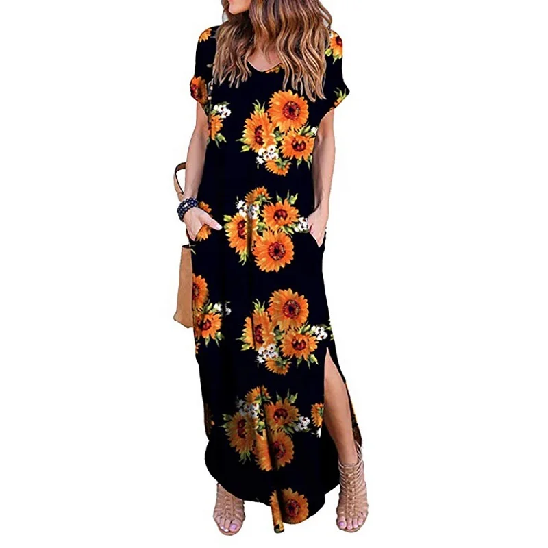 sunflower beach dress Yellow Scattered Sunflowers Summer Dress