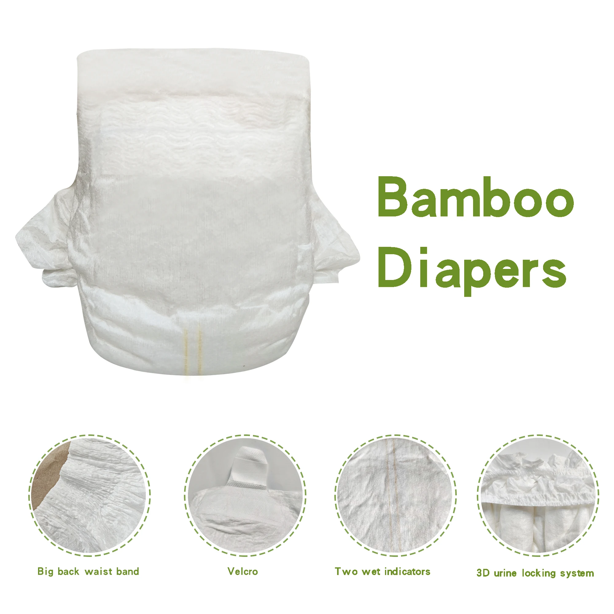 Private label biologisch abbaubar baby windel bambus windel baby und  umweltfreundliche windeln