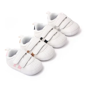 PU Leather Mesh Breathable Small White Shoes Soft Soled Baby Casual Sports Shoes Equal to Boys and Girls