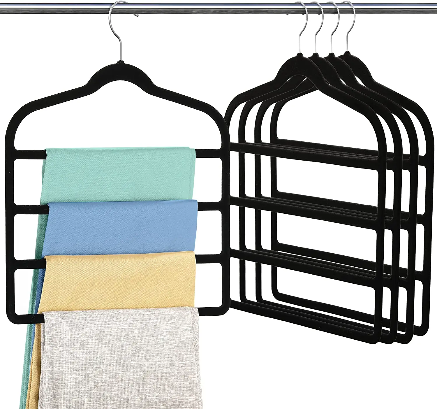 Generic Hanging Wardrobe Cloth  5 Layer Space Saving Hangers  MultiColor For Home
