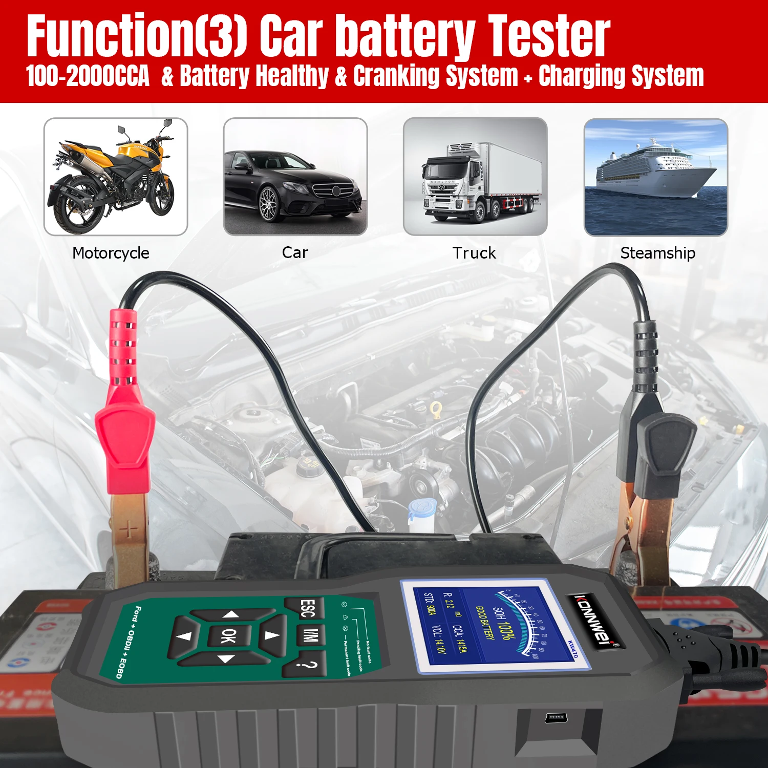 2023 KONNWEI KW470 Full System Diagnostic Tool OBD2 Car Scanner for Ford Lincoln Mercury
