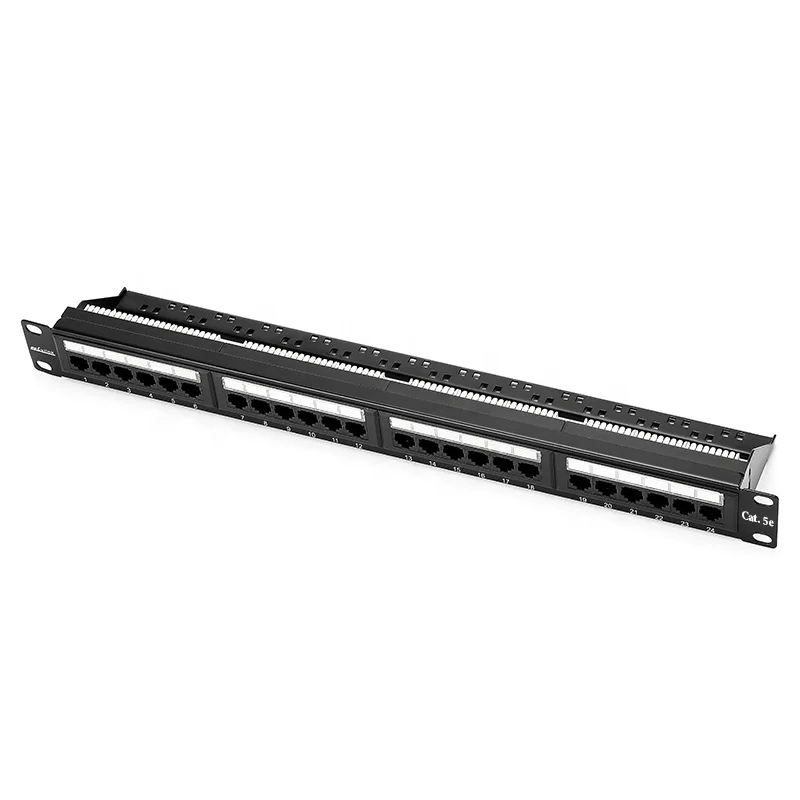 Cat5e 24 Port Patch Panel with Back Bar Krone 110 IDC Steel Network Rack Cabinet Cable Distribution Frame