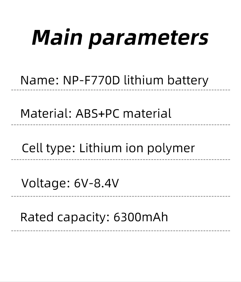 NP-F770D NP F770D Battery for FM50 FO55H QM71 QM91 VBD1 VBD2 VBD815 Large Capacity Compatible with F550 F750 details