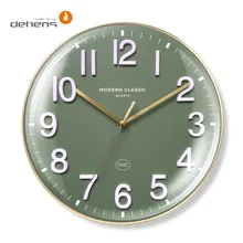 2025 New12 Inch 3D Number Arch Tempered Glass Luxury Wall Clock Silent Modern Green Simple Custom Clock Home Decoration