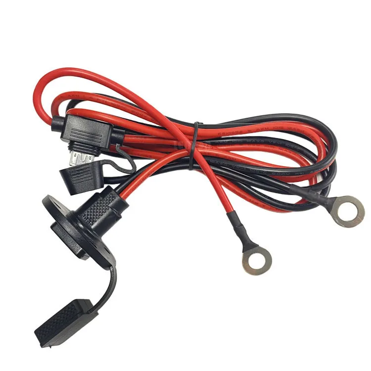 SAE Female Socket to O Ring Terminal With Fuse Holder Extension Cable For Battery Charger