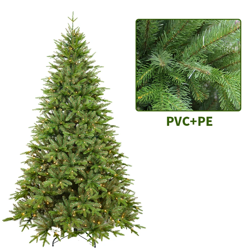 7.5ft Green Christmas Tree Slim Artificial Led Christmas Tree Pe Pvc