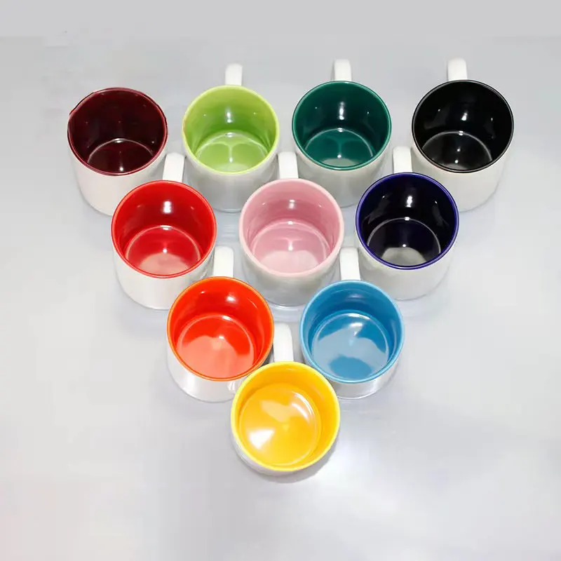 Full Print Two Tone Color Handle Hot Sale Gift Set Coffee Color Ceramic Mug Cup With logo