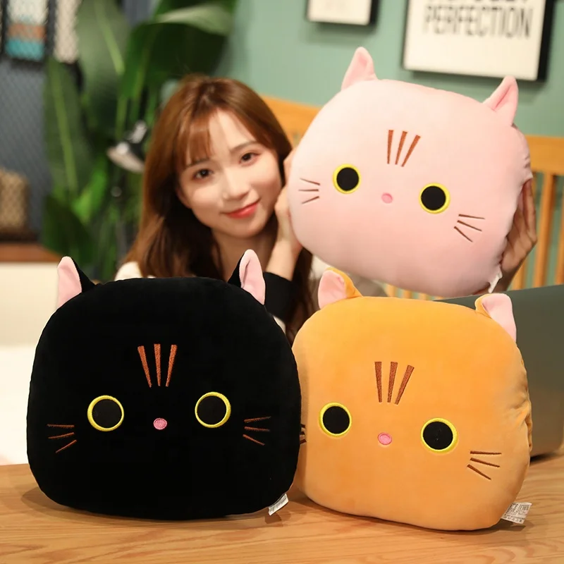 Cute Cat Plush Pillow-Hand Warm Toys Soft Stuffed Hugging Pillows Toy with  Blanket for Kid's or Girl's Gifts