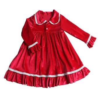 toddler girls dresses Baby Girl Red Velvet Princess Dress Boutique Little Girls Fall Winter Long Sleeve Night Dresses