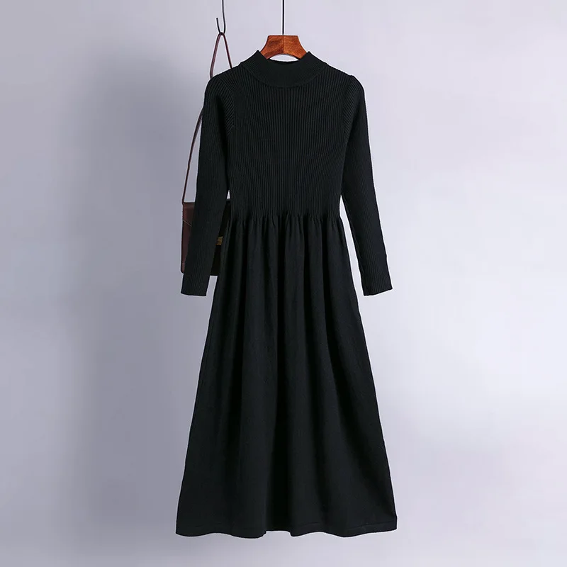 princess polly baby blue dress Custom Free Size Winter Luxury Outdoor Daily Home Wear Women's Dresses  Solid Half Turtleneck Inside or Outside Knitted Dress