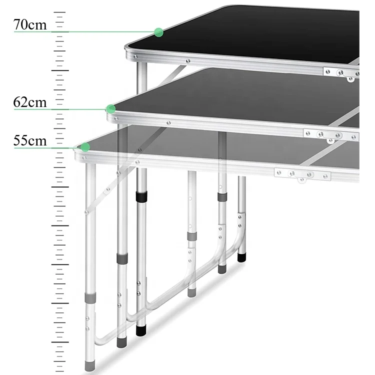 
 Hot sale fold camping table  4 ft aluminum beer pong game table height adjustable lightweight desk multi-function party table  
