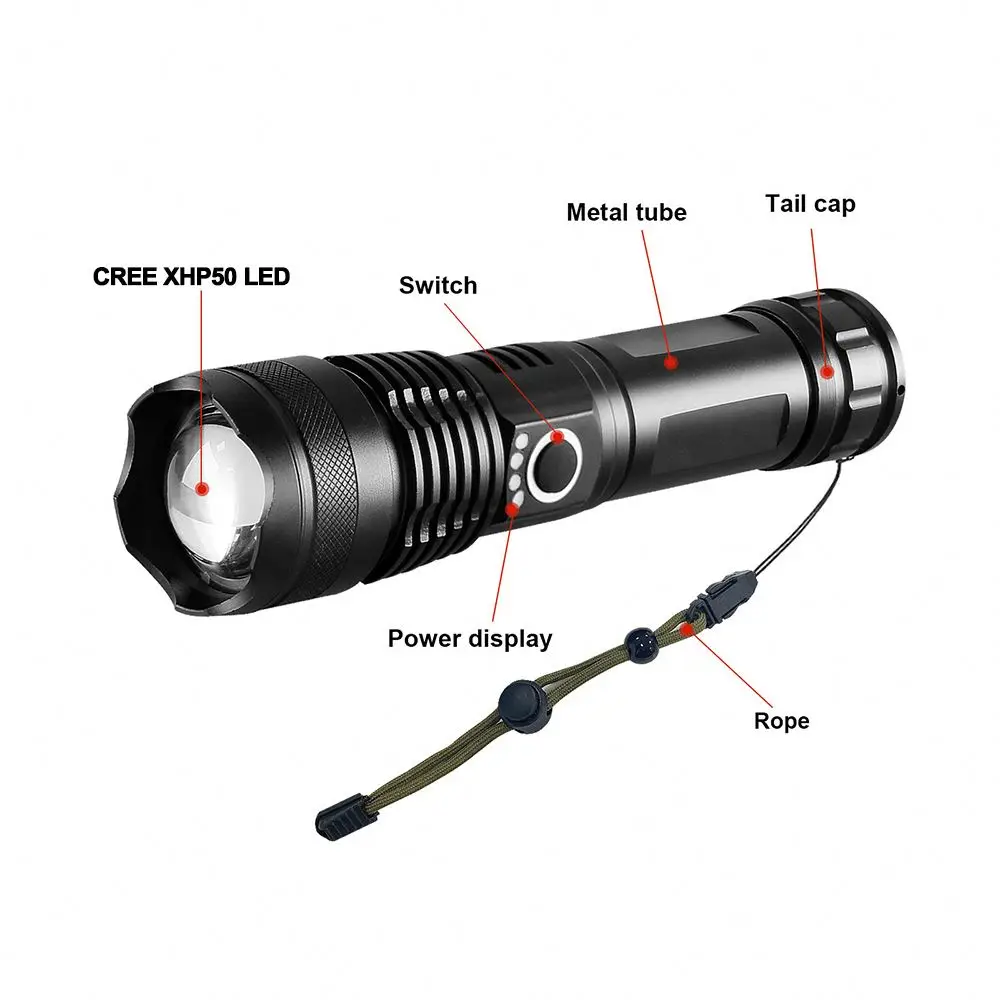 Torcia 120000 lumen Xhp70.2 Torcia a LED più potente