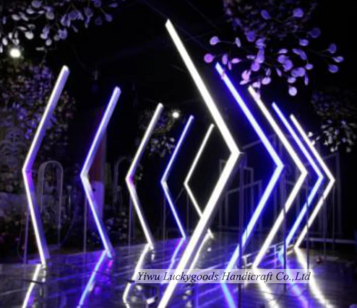 Lk2019091159 Geometric Wedding Arch Led Light Tunnel Wedding Backdrop