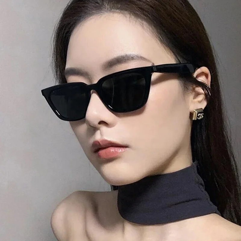 Brand Design Cat Eye Square Ladies Sunglasses Decorative Fashion Women's Shades, Black