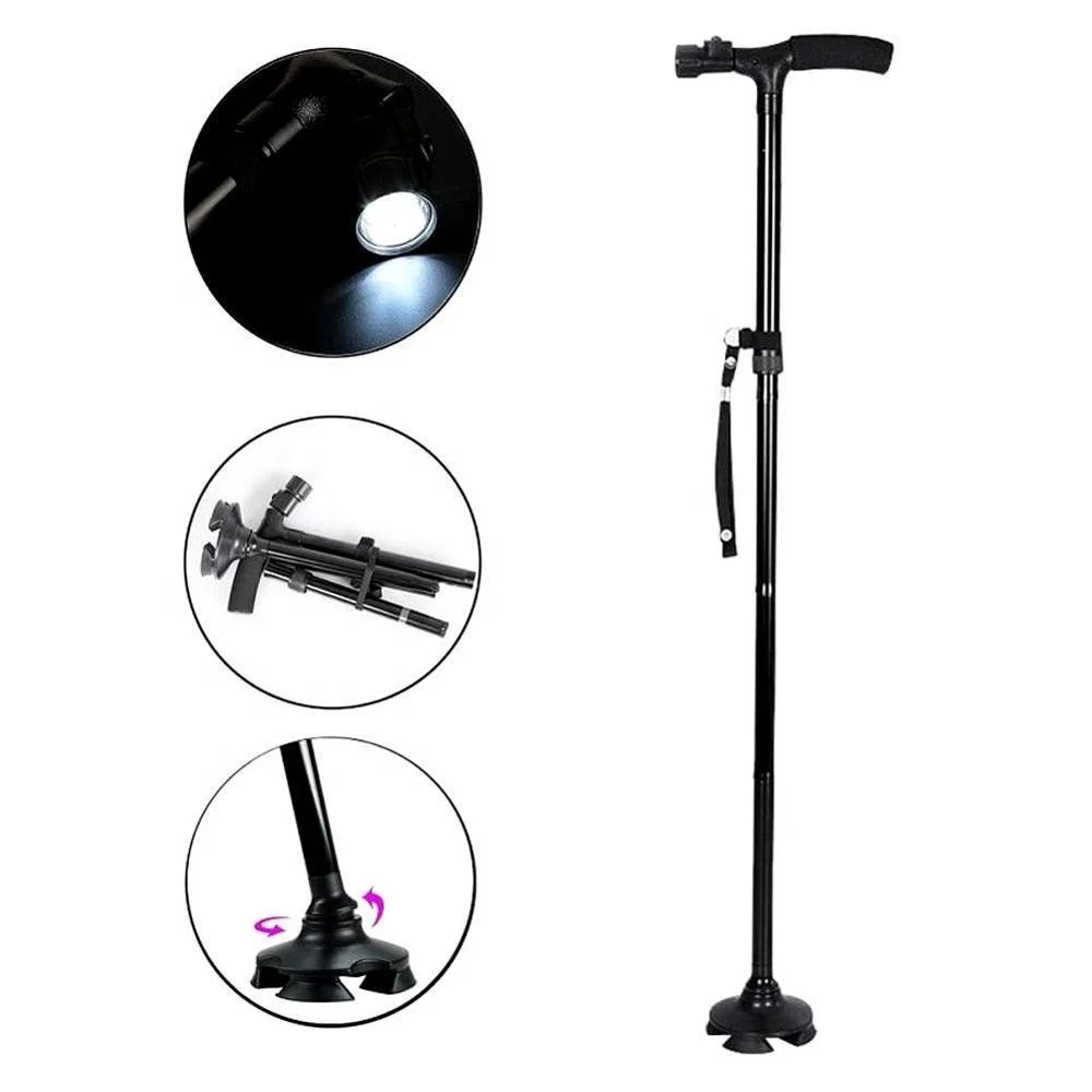 Crutch Elderly People Auxiliary Fourjaw Assist Cane Rotate Four Feet