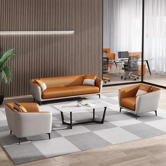 Modern Office Reception Sofa Set  Furniture Lounge Sofa Leather Luxury Visitor Waiting Sofa