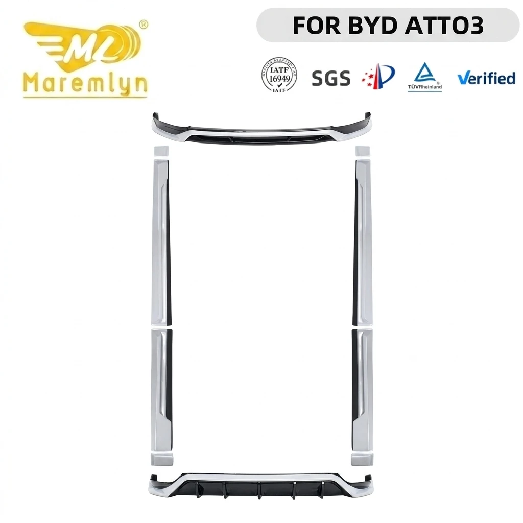 Kit deportivo completo para carrocería Maremlyn para BYD Yuan Plus 2025: labio delantero, faldones laterales, difusor trasero y alerón para techo, todos en ABS; accesorios de personalización exterior para automóvil