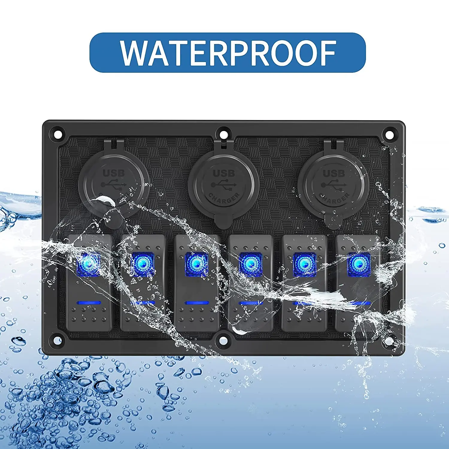 Pannello Interruttori 4 Gang IP65 - Con USB E Accendisigari Per Auto/Barca, 12V/24V