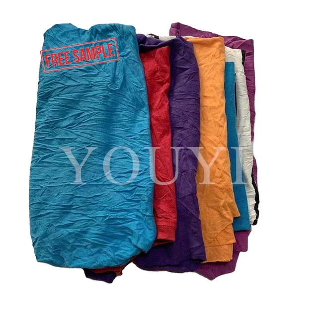 Cleaning clothing 100% cotton color t shirt rags bulk germents scraps industrial cleaning rags