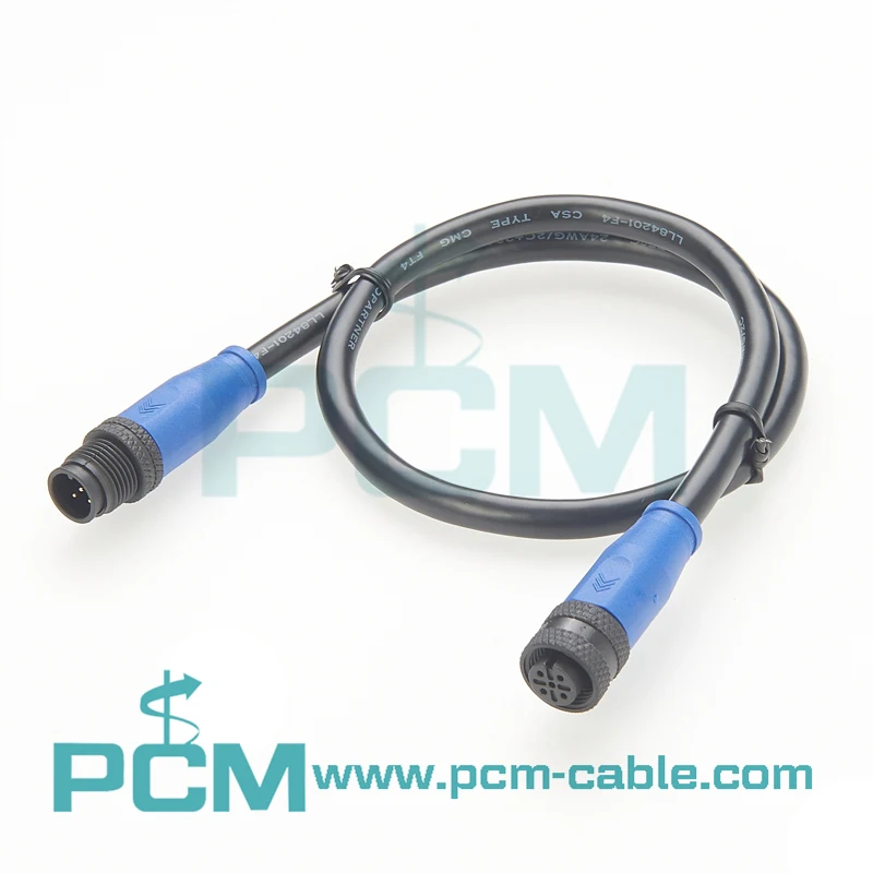 NMEA 2000  M12 5 Position A-code Cable Assembly Male to Female Custom Length manufacture