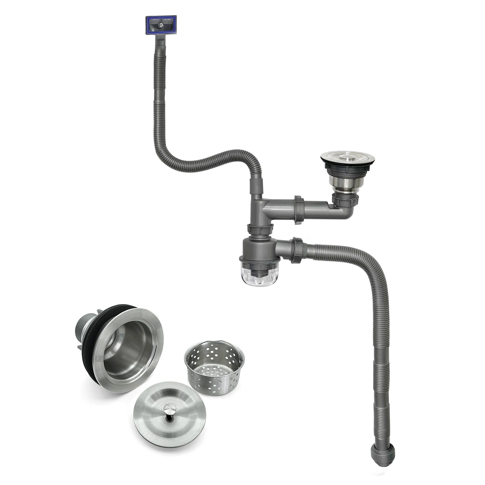 Oushunnuo Leveringen Keukenspoelbakaccessoires RVS Afvoer Keukenafvalfilter Enkele Cup Set