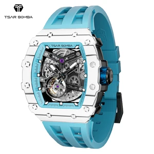 For Men's Automatic Mechanical Tonneau Watch Sapphire Crystal Waterproof Luminous Diver Analog Fashion Casual Business