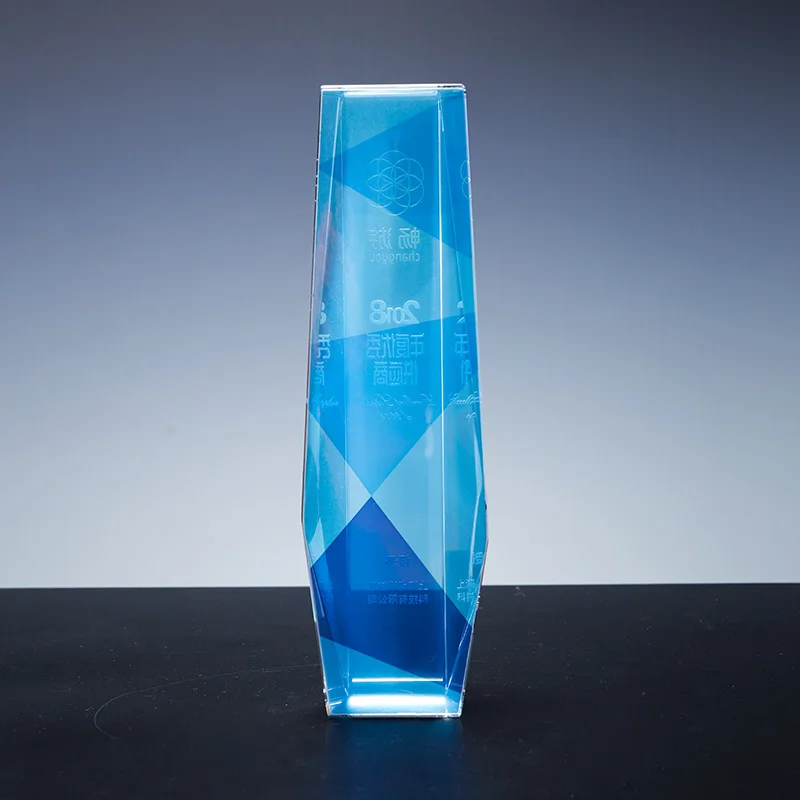 Factory direct sales can customize the k9 crystal color printing sandblasting award trophy details