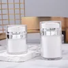 electroplate silver ring  jar with top press pump