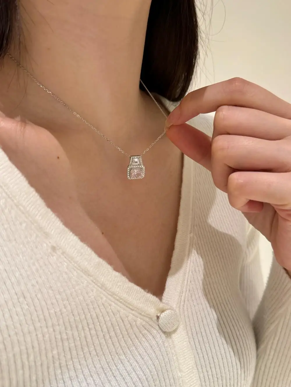 KAKODIY Eternal Fine Necklace Jewelry 925 Sterling Silver Pink 8A Zircon Pendant Necklace detail 2