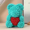 Tiffany blue holding red heart rose bear