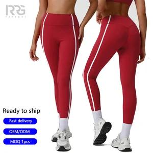 Roregal Contrast Color Second Skin Feel Womens High Waisted Butt Lifting Workout Leggings High Elasticity Running Yoga Pants
