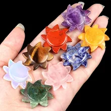 28mm Crystal Sun Shaped Stone Natural Reiki Gemstone Crystal Palm Worry Stones for Anxiety Desk Home Decor
