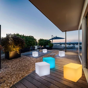 Modern 16-Color Changing LED Cube Light Waterproof E27 Base Plastic Furniture Chair with Remote Control