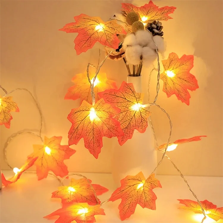 Fall Maple Leaf Garland LED Maple Leaves Fairy Lights Fall Garland Lights Waterproof Maple Leaf String Light
